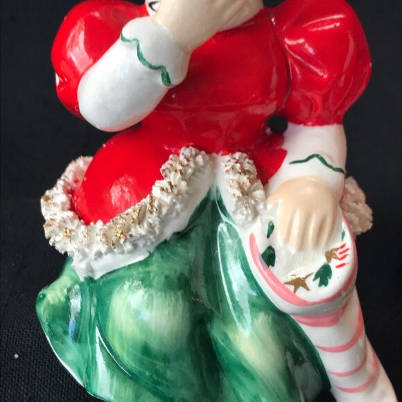 Lefton Spaghetti Trim Santa & Mrs Claus Shelf Sitters - set of 2 - Picture 4 of 16